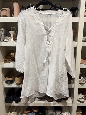 Robin Piccone white gauze tunic cover up